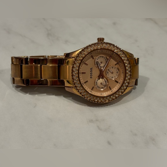 Fossil Rose Gold Crystal Bezel Watch - Picture 2 of 6
